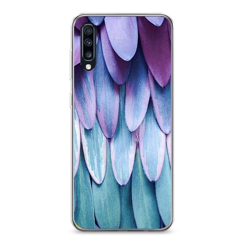 

Чехол на Samsung Galaxy A70 "Синее перо", Фиолетовый;голубой, 28150-3