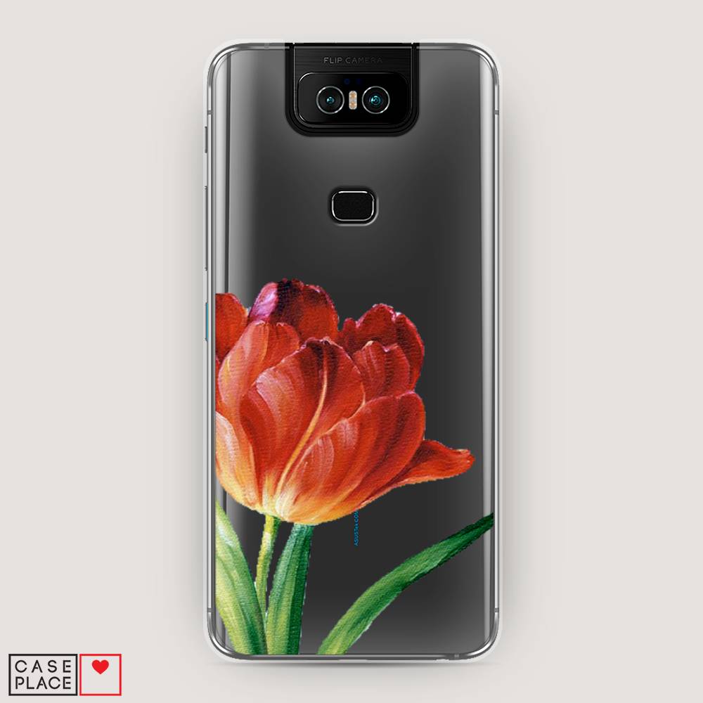 фото Чехол awog "красный тюльпан" для asus zenfone 6 zs630kl