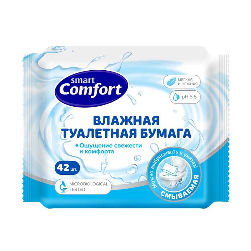 Туалетная бумага Comfort smart влажная бумага 42 шт