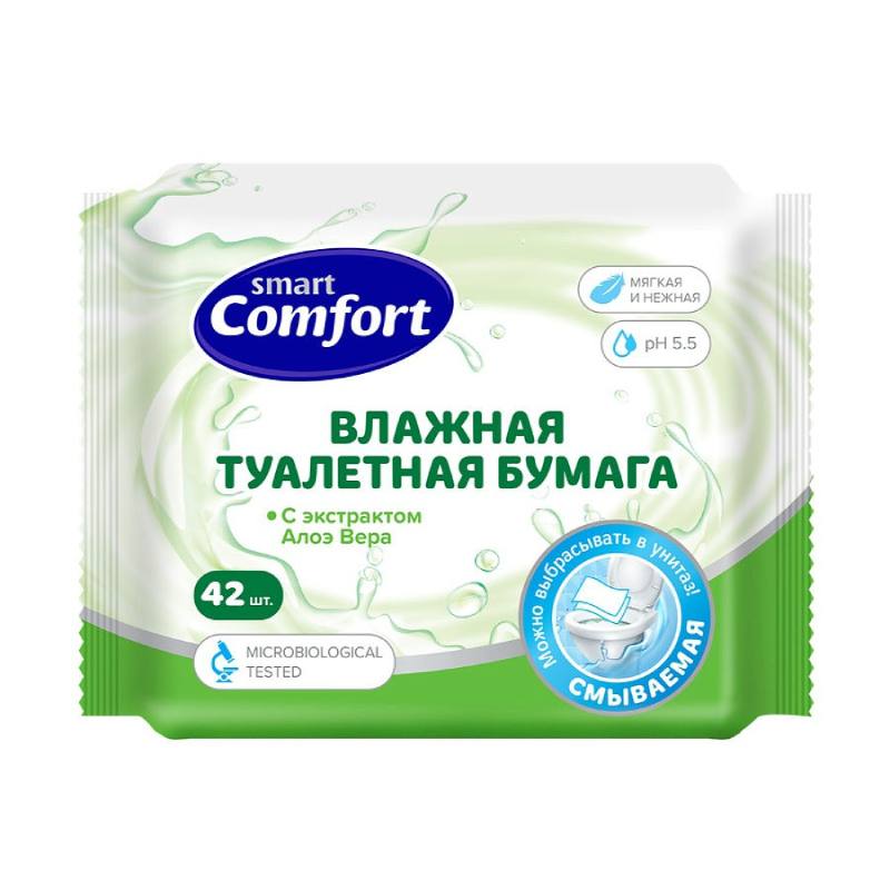 Туалетная бумага Comfort smart влажная бумага с алоэ вера 42 шт