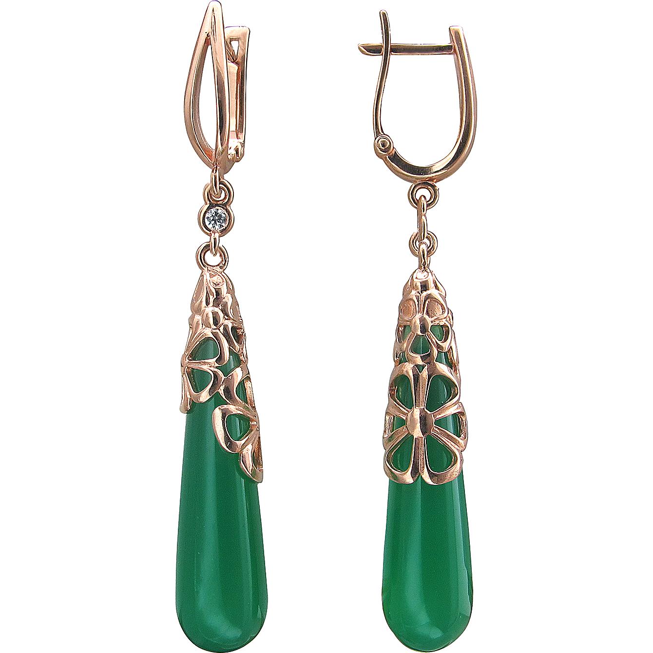 

Серьги женские из серебра Эстет 01С4511179А-1, фианит/агат