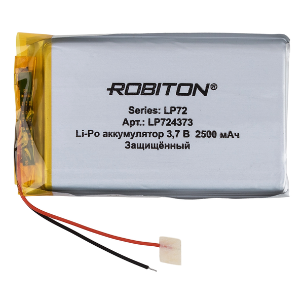 

Аккумулятор ROBITON LP724373, Li-Pol, 3.7 В, 2500 мАч, призма со схемой защиты