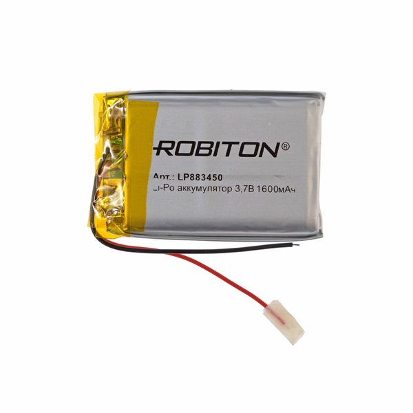 

Аккумулятор ROBITON LP883450, Li-Pol, 3.7 В,1600 мАч, призма со схемой защиты