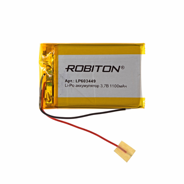 

Аккумулятор ROBITON LP603449, Li-Pol, 3.7 В, 1100 мАч, призма со схемой защиты