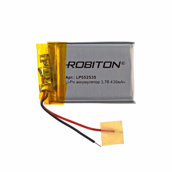 

Аккумулятор ROBITON LP552535, Li-Pol, 3.7 В, 430 мАч, призма со схемой защиты