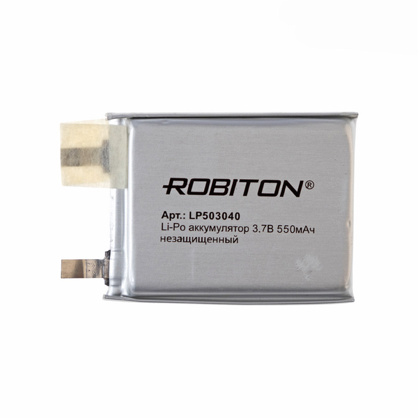 

Аккумулятор ROBITON LP503040UN, Li-Pol, 3.7 В, 550 мАч, призма без защиты