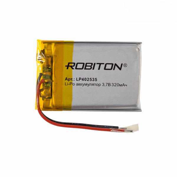 

Аккумулятор ROBITON LP402535, Li-Pol, 3.7 В, 320 мАч, призма со схемой защиты