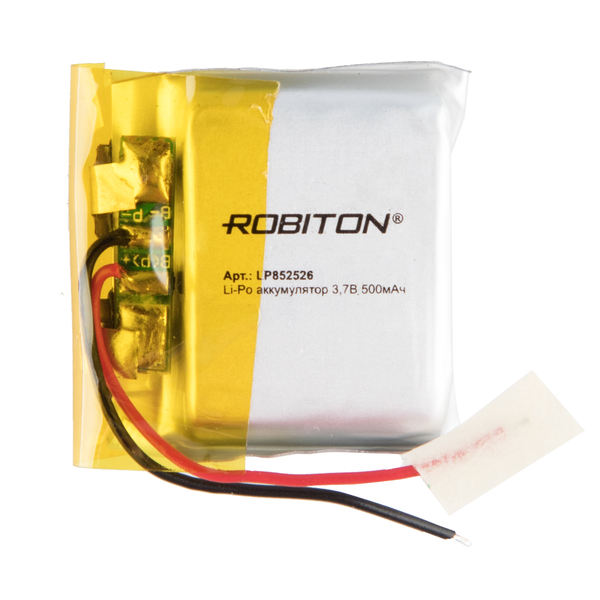 

Аккумулятор ROBITON LP852526, Li-Pol, 3.7 В, 500 мАч, призма со схемой защиты