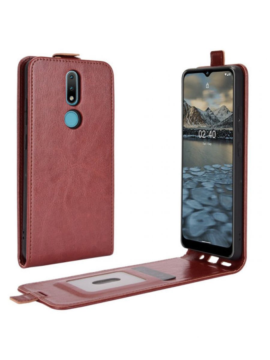 

Brodef Flip вертикальный эко кожаный чехол книжка Nokia 2.4 красный