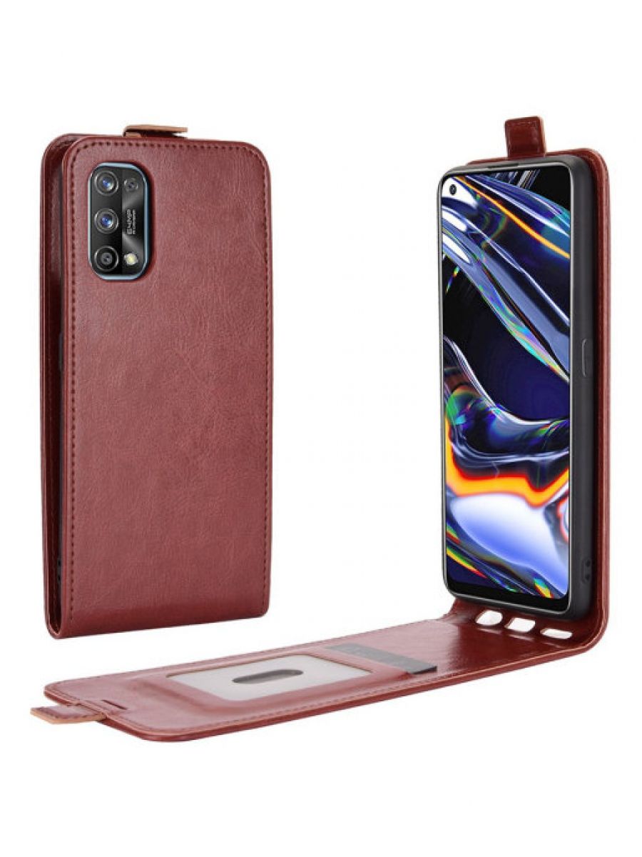 

Brodef Flip вертикальный эко кожаный чехол книжка Realme 7 Pro красный