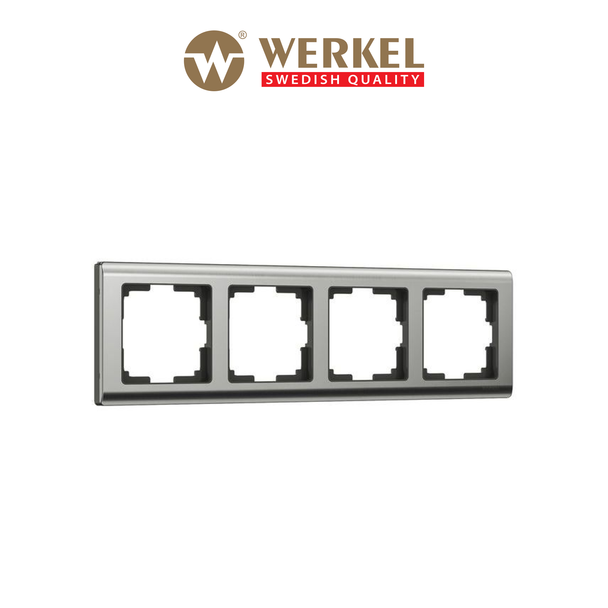

Рамка для розетки, выключателя на 4 поста Werkel W0041602 Metallic глянцевый никель металл, Серебристый, Metallic