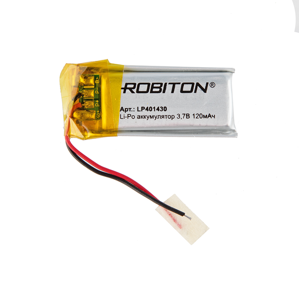 

Аккумулятор ROBITON LP401430, Li-Pol, 3.7 В, 120 мАч, призма со схемой защиты