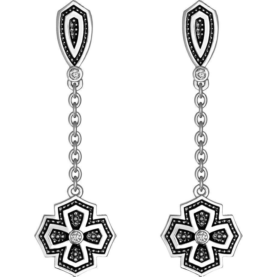 

Серьги подвески из серебра Эстет 01С1511037Э, эмаль/Swarovski, 01С1511037Э