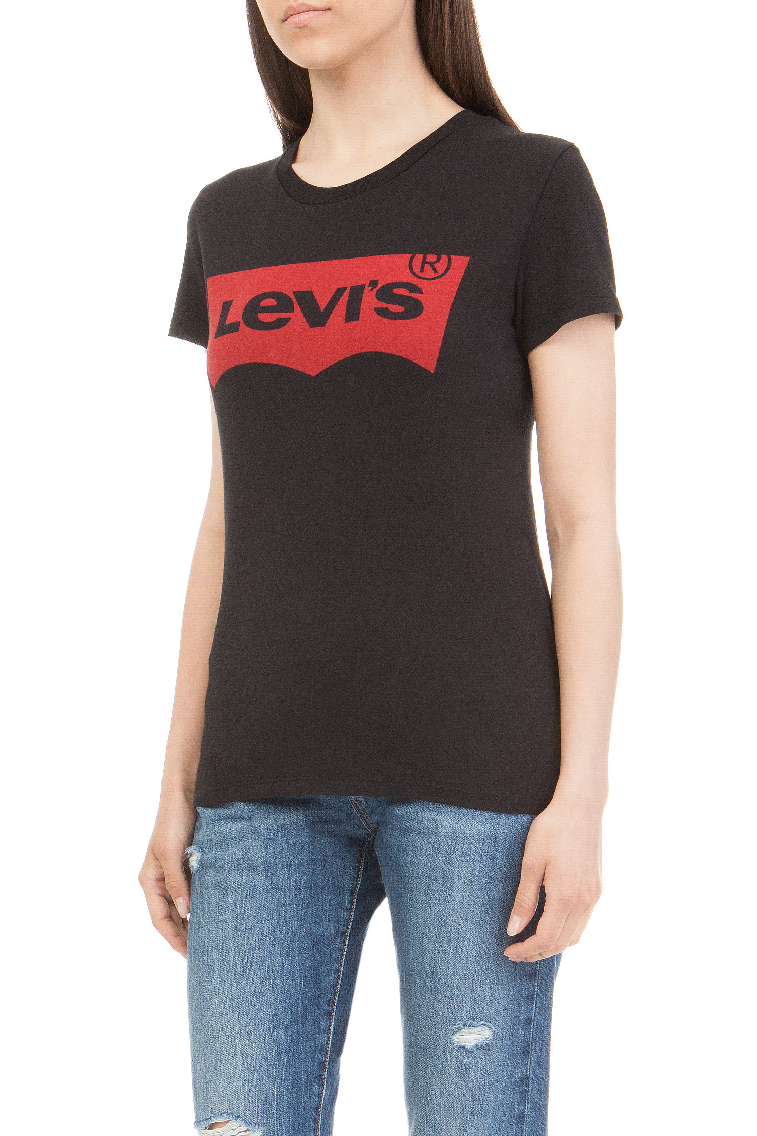 фото Футболка женская levi's the perfect tee черная 2xs