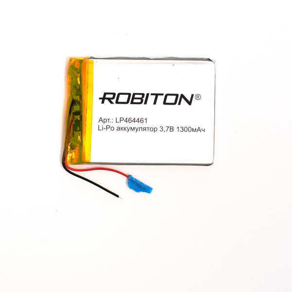 

Аккумулятор ROBITON LP464461, Li-Pol, 3.7 В, 1300 мАч, призма со схемой защиты