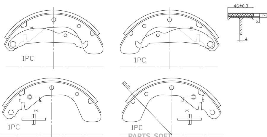 

Тормозные колодки BARNETT задние барабанные CV202