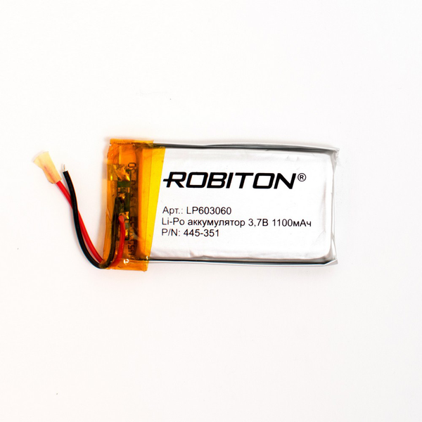 

Аккумулятор ROBITON LP603060, Li-Pol, 3.7 В, 1100 мАч, призма со схемой защиты