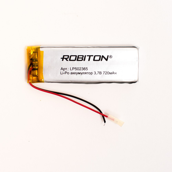 

Аккумулятор ROBITON LP502365, Li-Pol, 3.7 В, 720 мАч, призма со схемой защиты