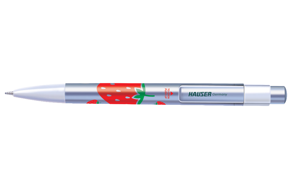 Hauser Шариковая ручка Hauser Strawberry, пластик, цвет серый с рисунком