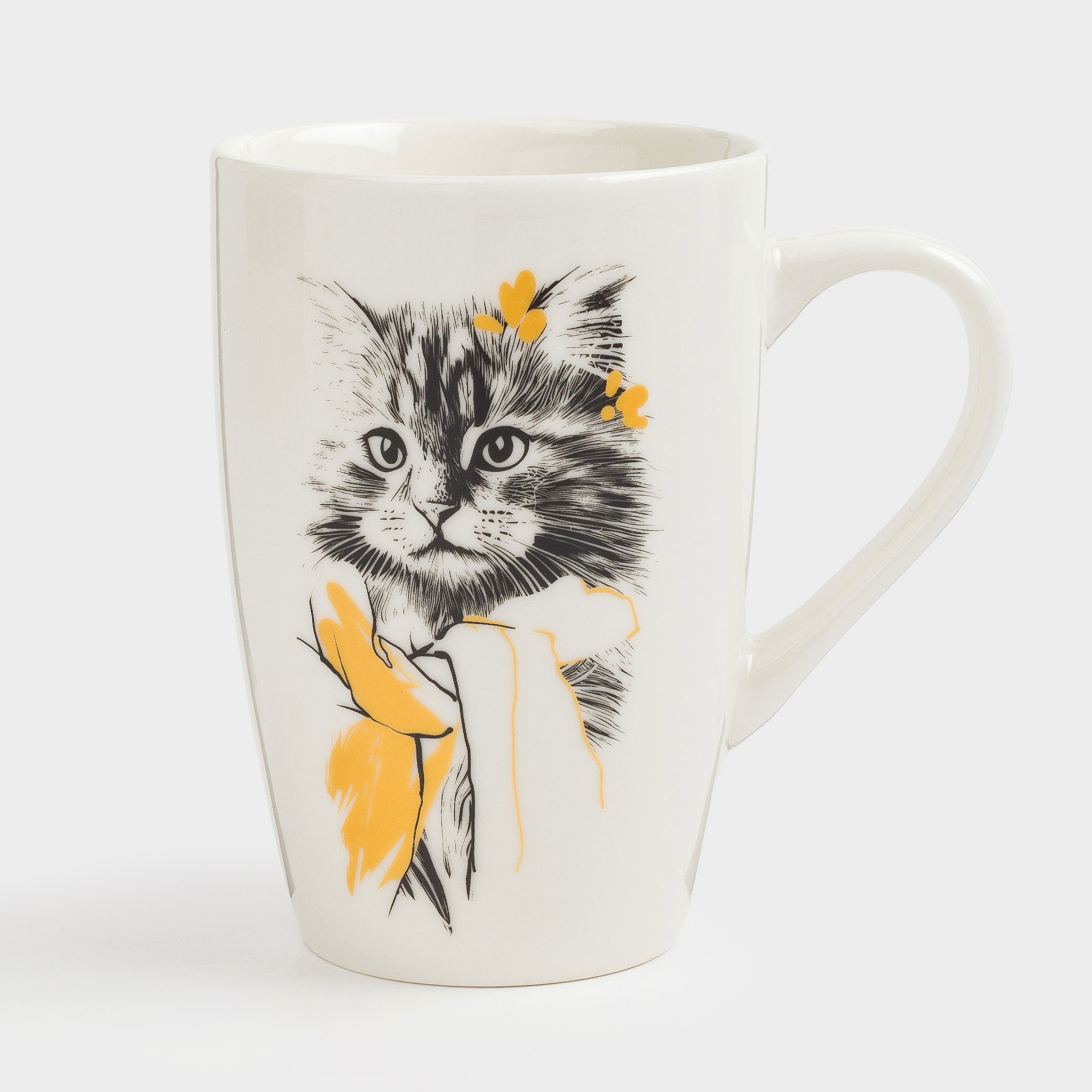 

Кружка, 500 мл, фарфор N, бело-золотистая, Кот в шарфе, Cat