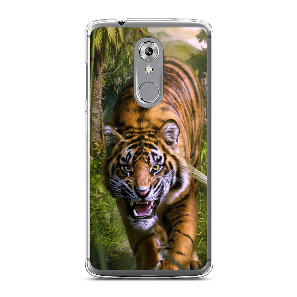 

Чехол на ZTE Axon 7 "Тигр в джунглях 2", Оранжевый;зеленый, 131450-1
