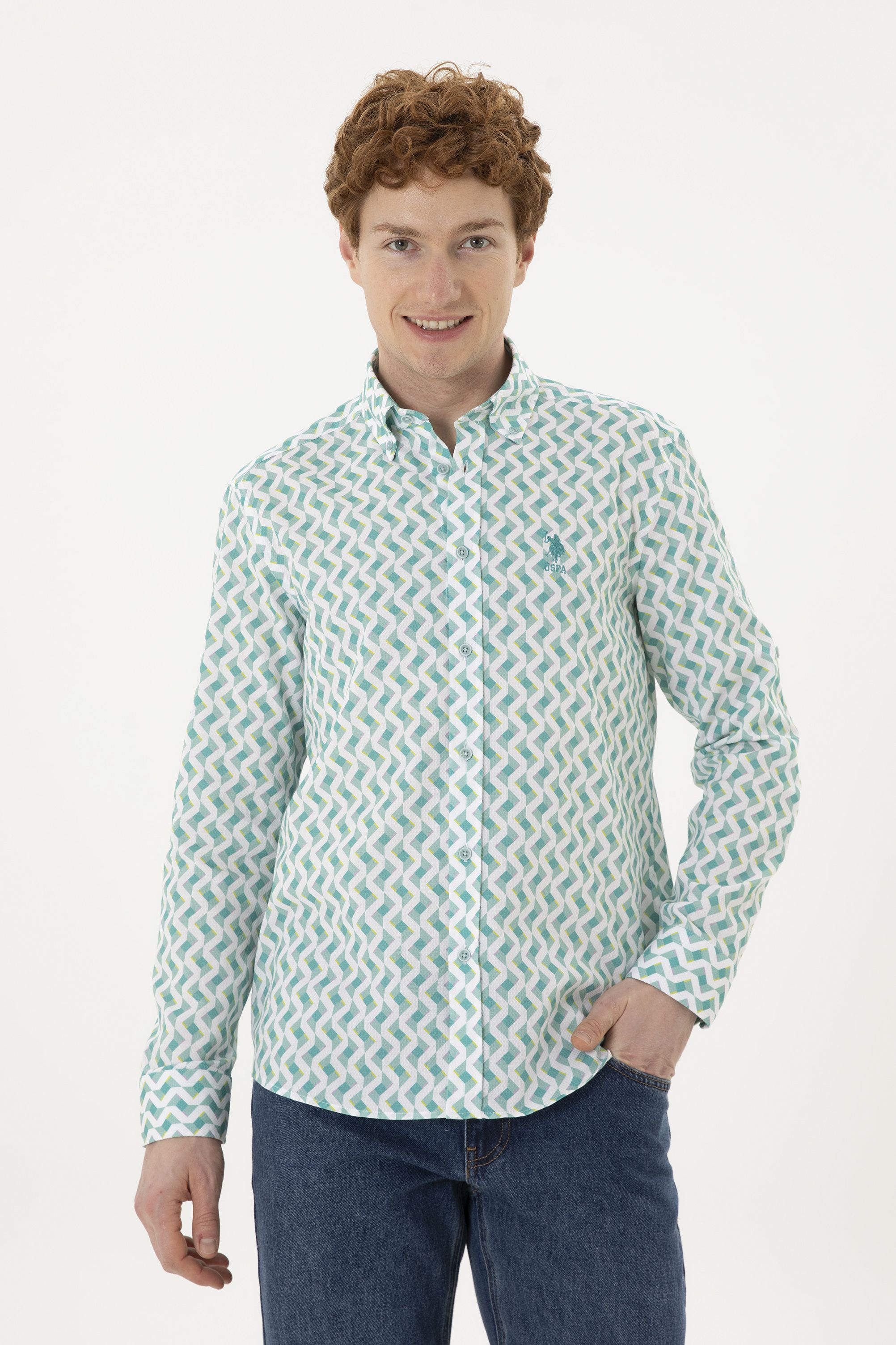 

Рубашка мужская U.S. POLO Assn. G081SZ0040LUCAS бирюзовая 2XL, Бирюзовый, G081SZ0040LUCAS