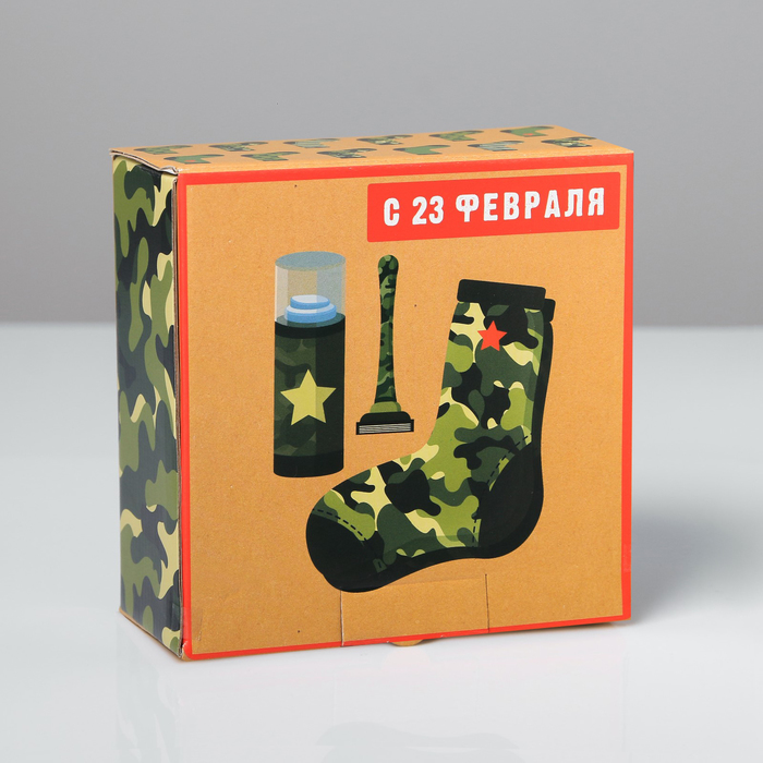 

Коробкапенал С 23 Февраля!, 15 х 15 х 7 см, Бежевый;зеленый;красный