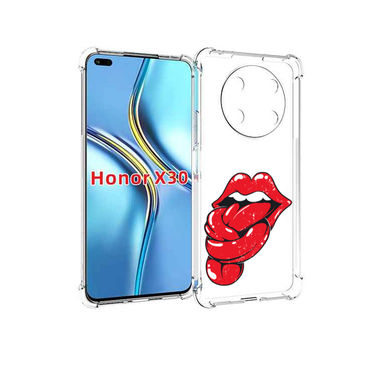

Чехол MyPads яркие губы с языком для Honor X30 / Magic4 Lite 5G, Прозрачный, Tocco