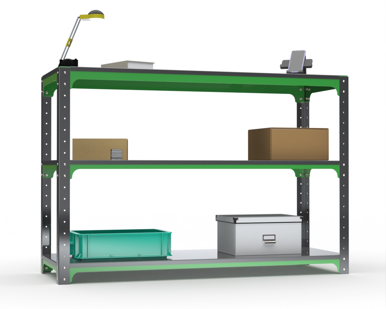 

Стол-верстак Metalex 204037 KIT 950х1000х500 с двумя полками, серо-зеленый