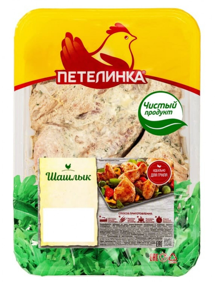 

Шашлык куриный Петелинка с чесноком охлажденный ~1,6 кг