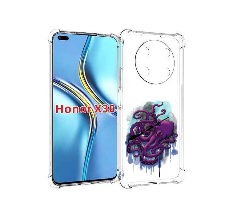 

Чехол MyPads фиолетовый осьминог для Honor X30 / Magic4 Lite 5G, Прозрачный, Tocco