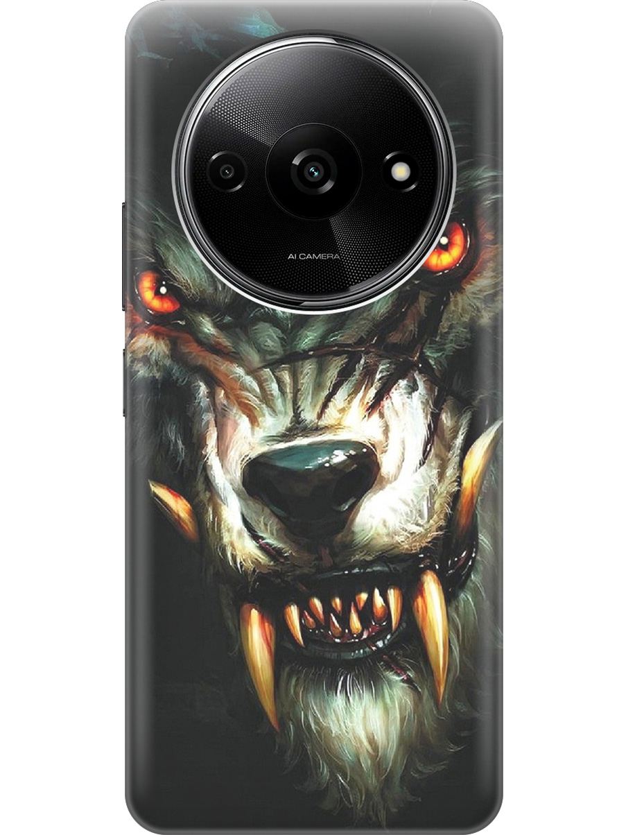 

Силиконовый чехол на Xiaomi Redmi A3 с рисунком "Злой оборотень", Желтый;черный, 20012118