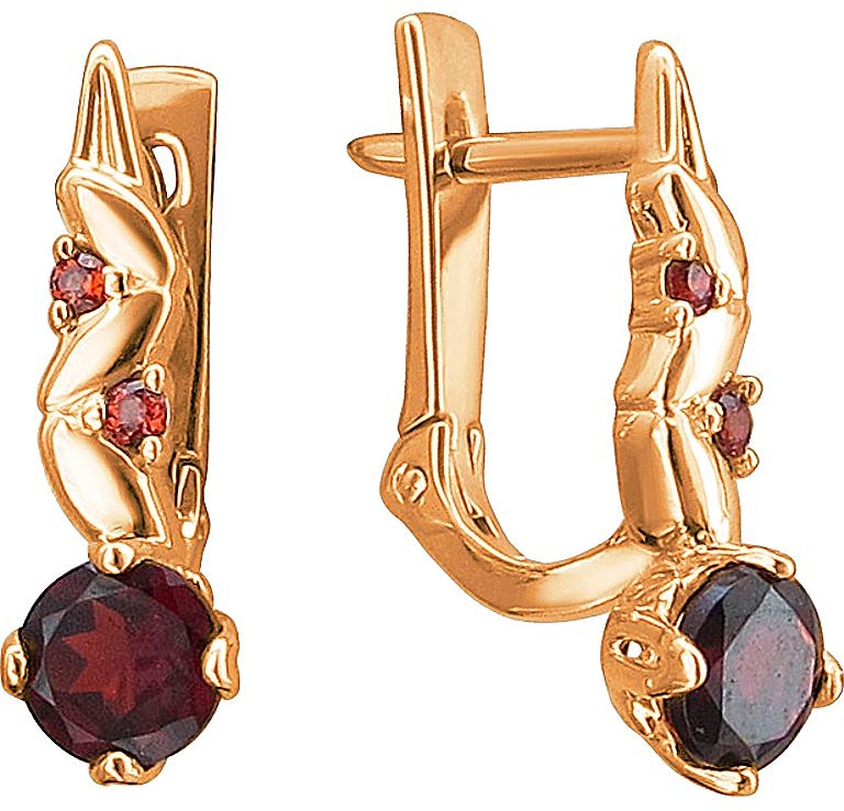 

Серьги женские из золота Эстет 01С3111981-1, гранат, 01С3111981-1