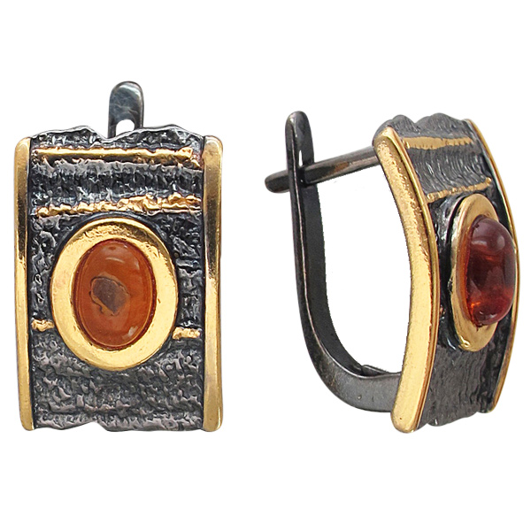 

Серьги женские из серебра Эстет 51С451029ПЧ, янтарь, 51С451029ПЧ