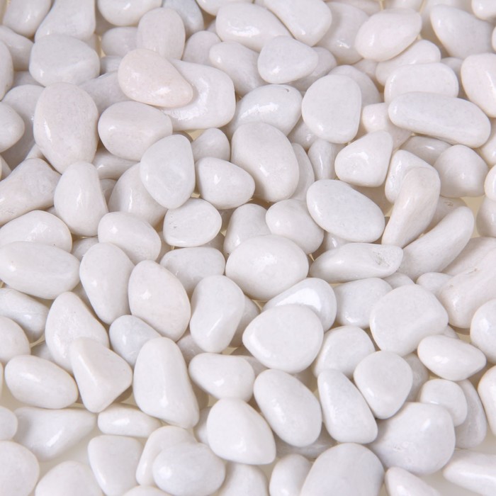 Грунт для аквариума Галька цветная, белая 800г фр 8-12 мм