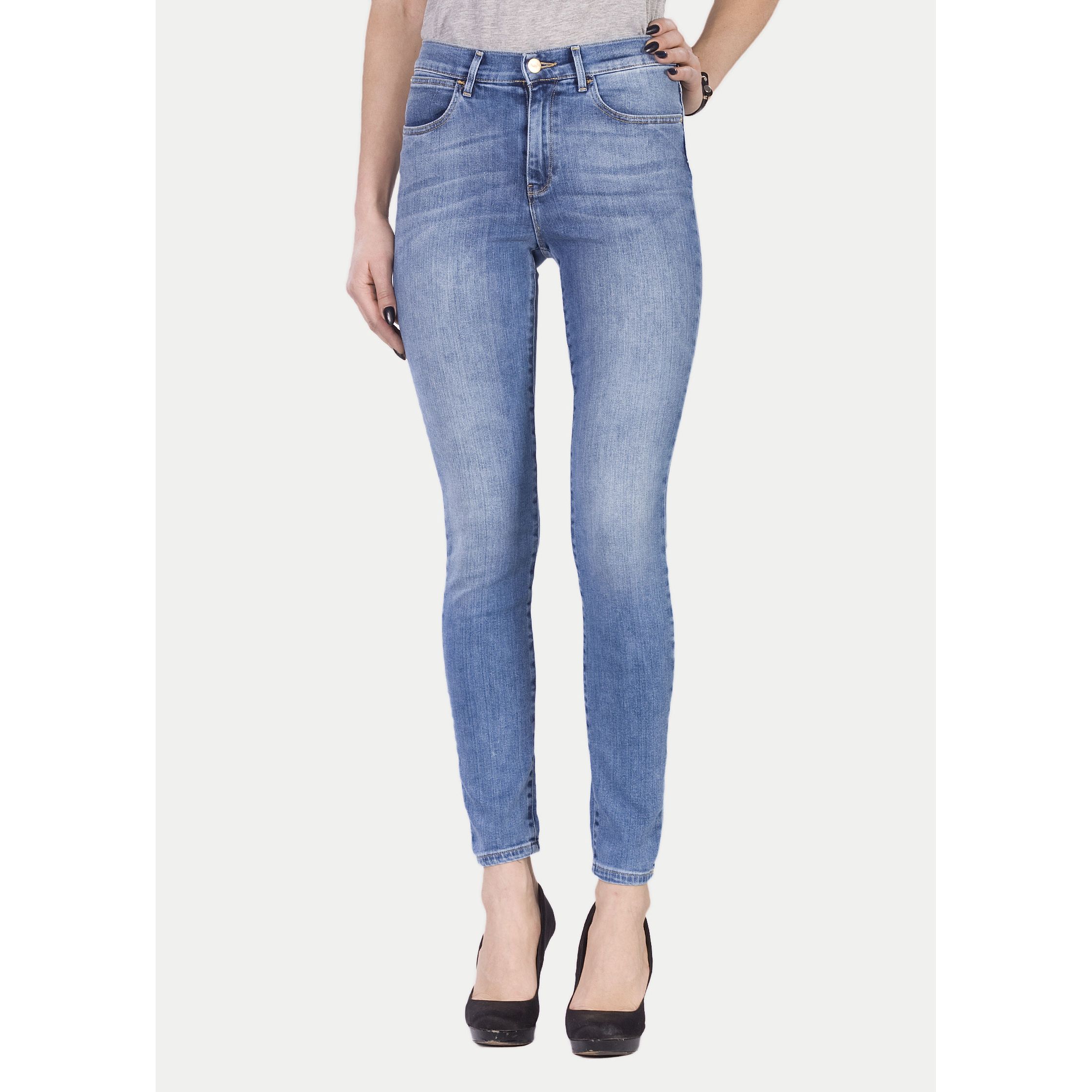 фото Джинсы женские wrangler high rise skinny best синие 27/30