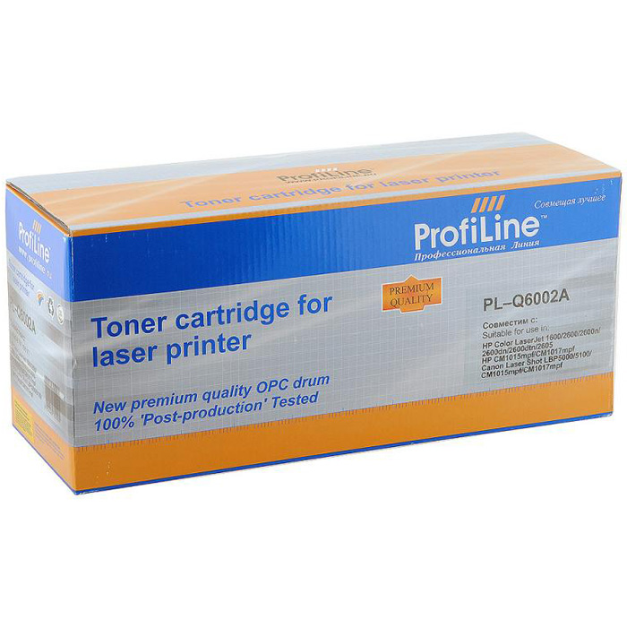 

Картридж ProfiLine PL- Q6002A Yellow для HP CLJ 1600/2600n/2600dn совместимый