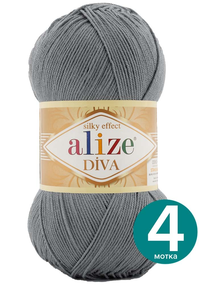 

Пряжа Alize Diva (Ализе Дива) - угольно-серый (87), 100 г / 350 м (100% микрофибра акрил), Divа klubоk.shор
