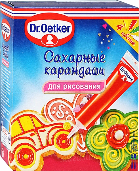 

Карандаши для рисования сахарные Dr.Oetker, 4 шт.