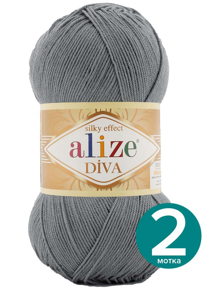 

Пряжа Alize Diva (Ализе Дива) - угольно-серый (87), 100 г / 350 м (100% микрофибра акрил), Divа klubоk.shор