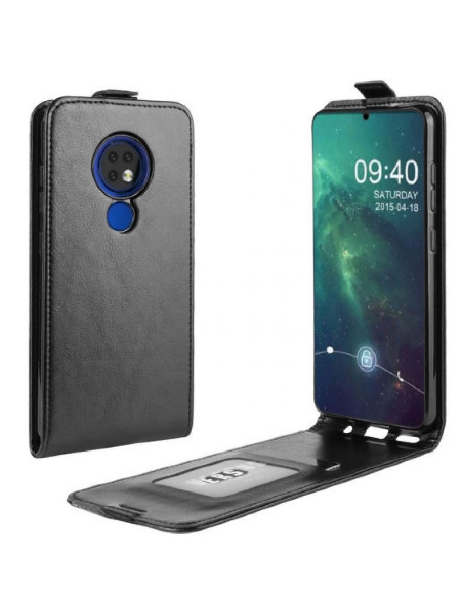 

Brodef Flip вертикальный эко кожаный чехол книжка Nokia 2.3 Черный