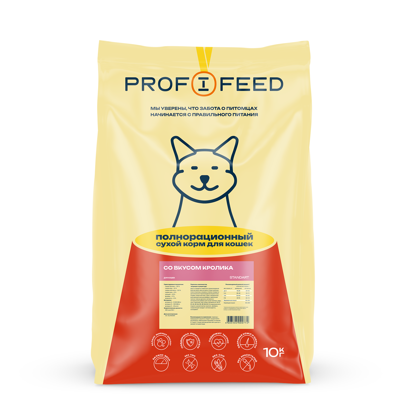 Сухой корм для кошек Profifeed с кроликом, 10кг