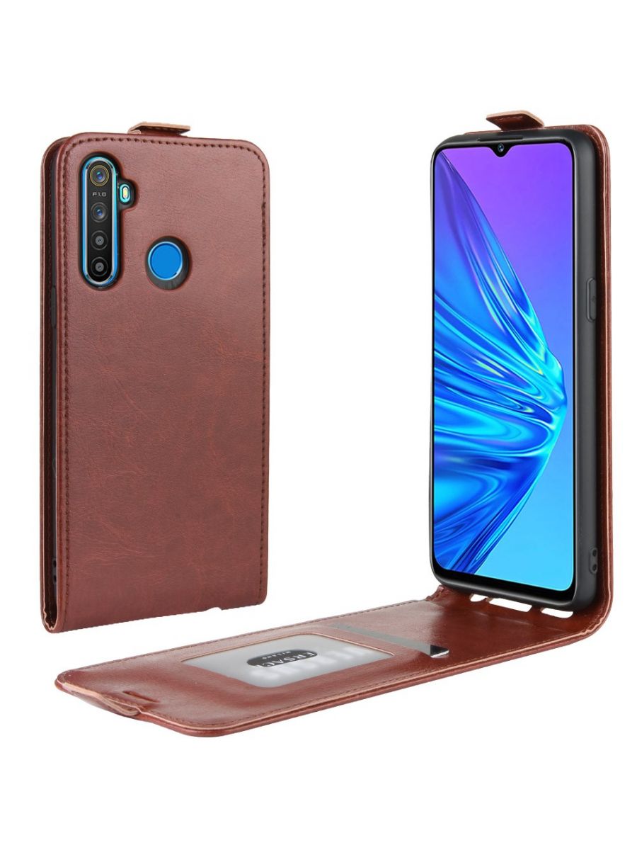 

Brodef Flip вертикальный эко кожаный чехол книжка Realme 5/C3 Красный