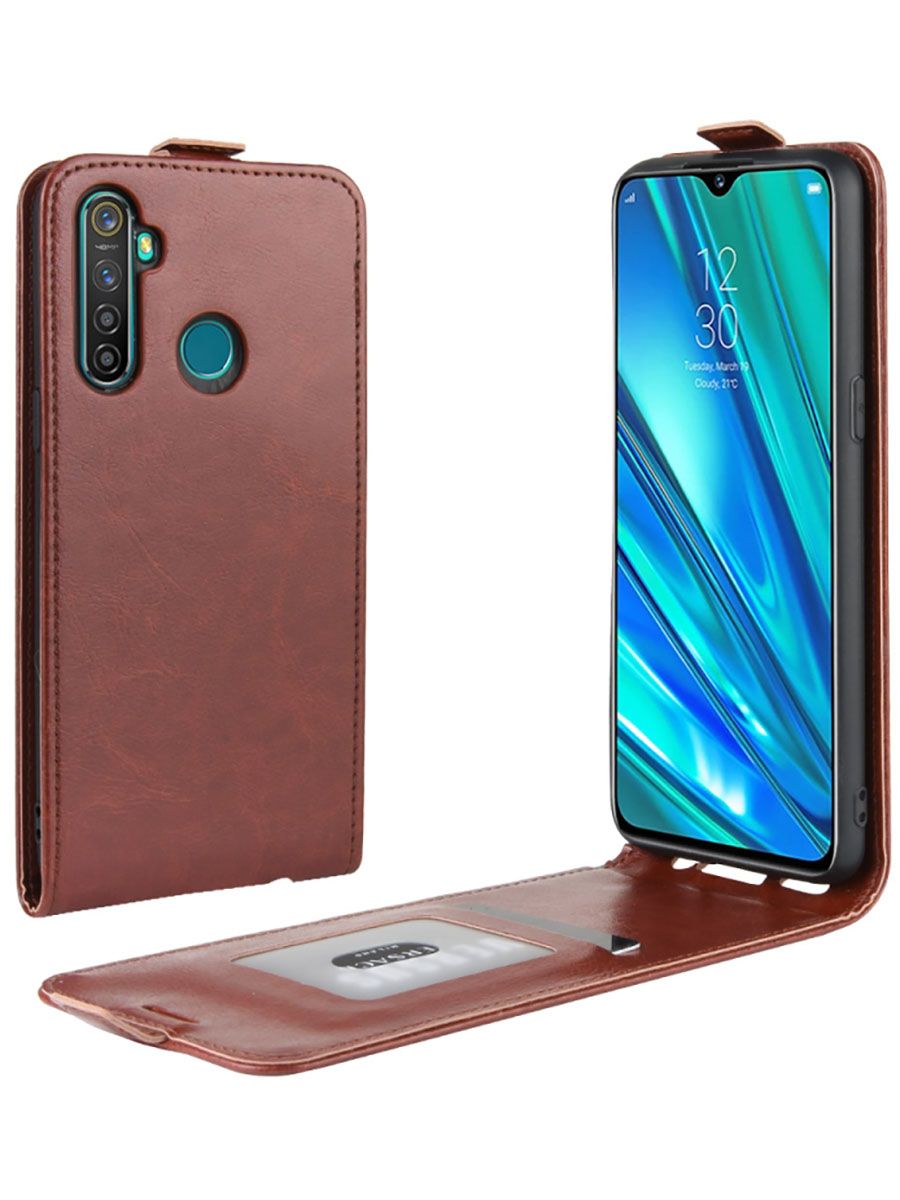 

Brodef Flip вертикальный эко кожаный чехол книжка Realme 5 Pro Красный