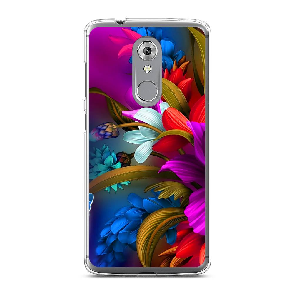 

Чехол на ZTE Axon 7 "Фантастические цветы", Фиолетовый;красный;синий, 131450-2