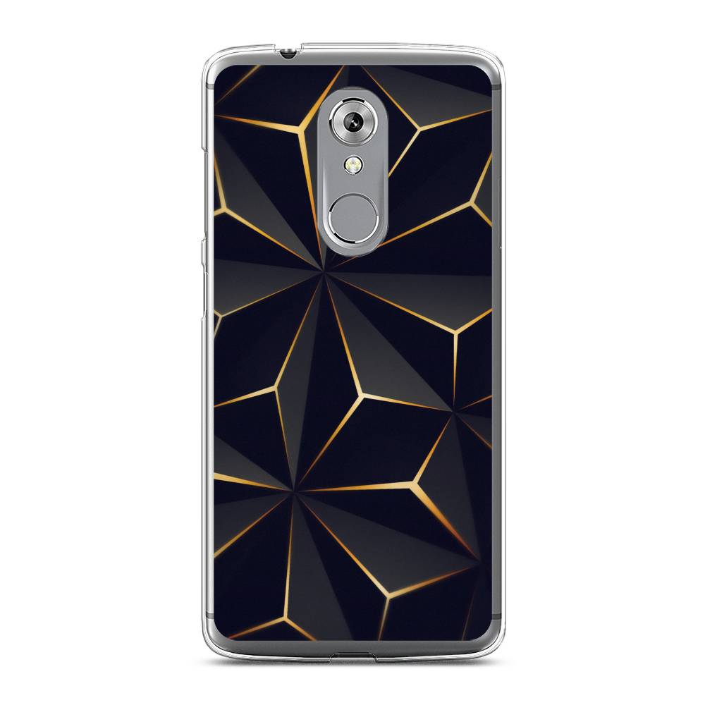 

Чехол на ZTE Axon 7 "Черные полигоны", Золотистый;черный, 131450-3