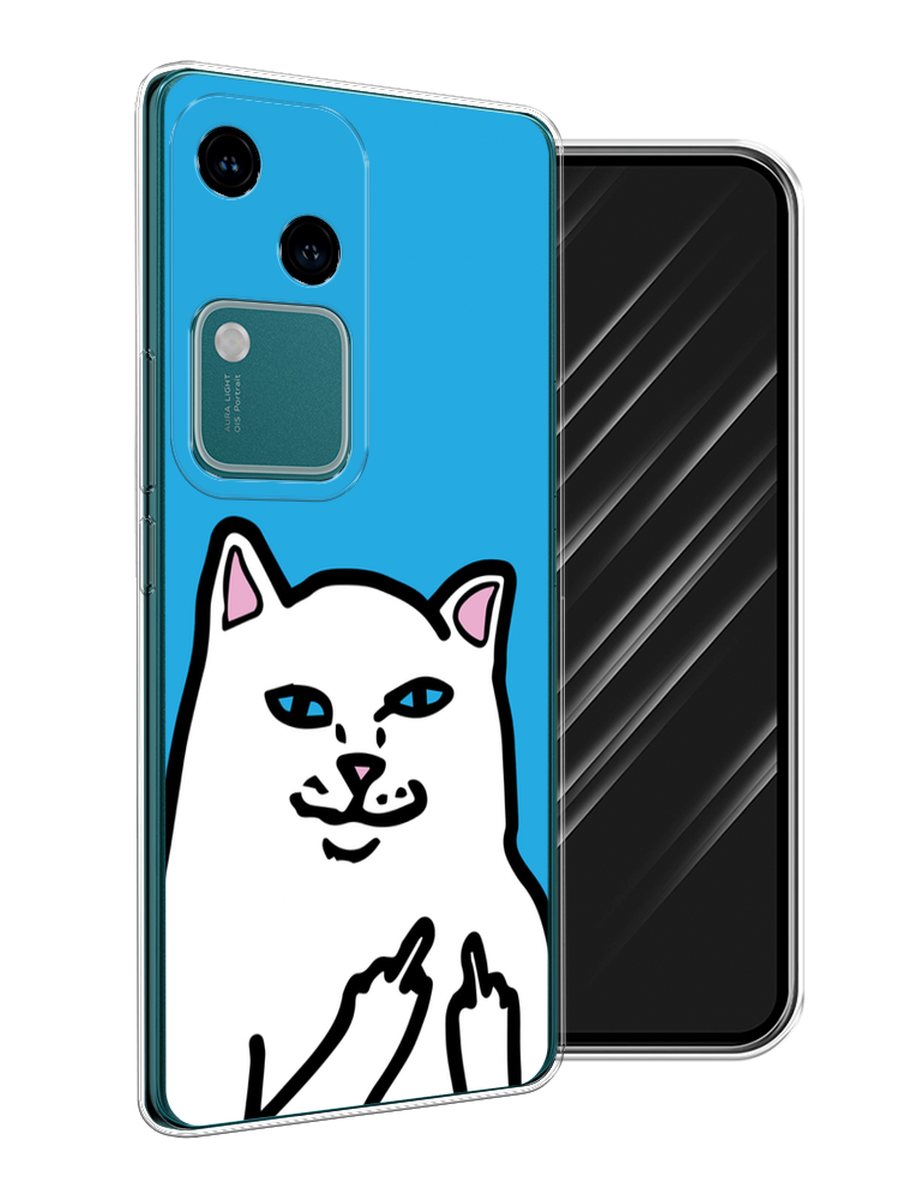 

Чехол Awog на Vivo V30/S18 "Кот жесть", Белый;голубой;черный, 2610150-1