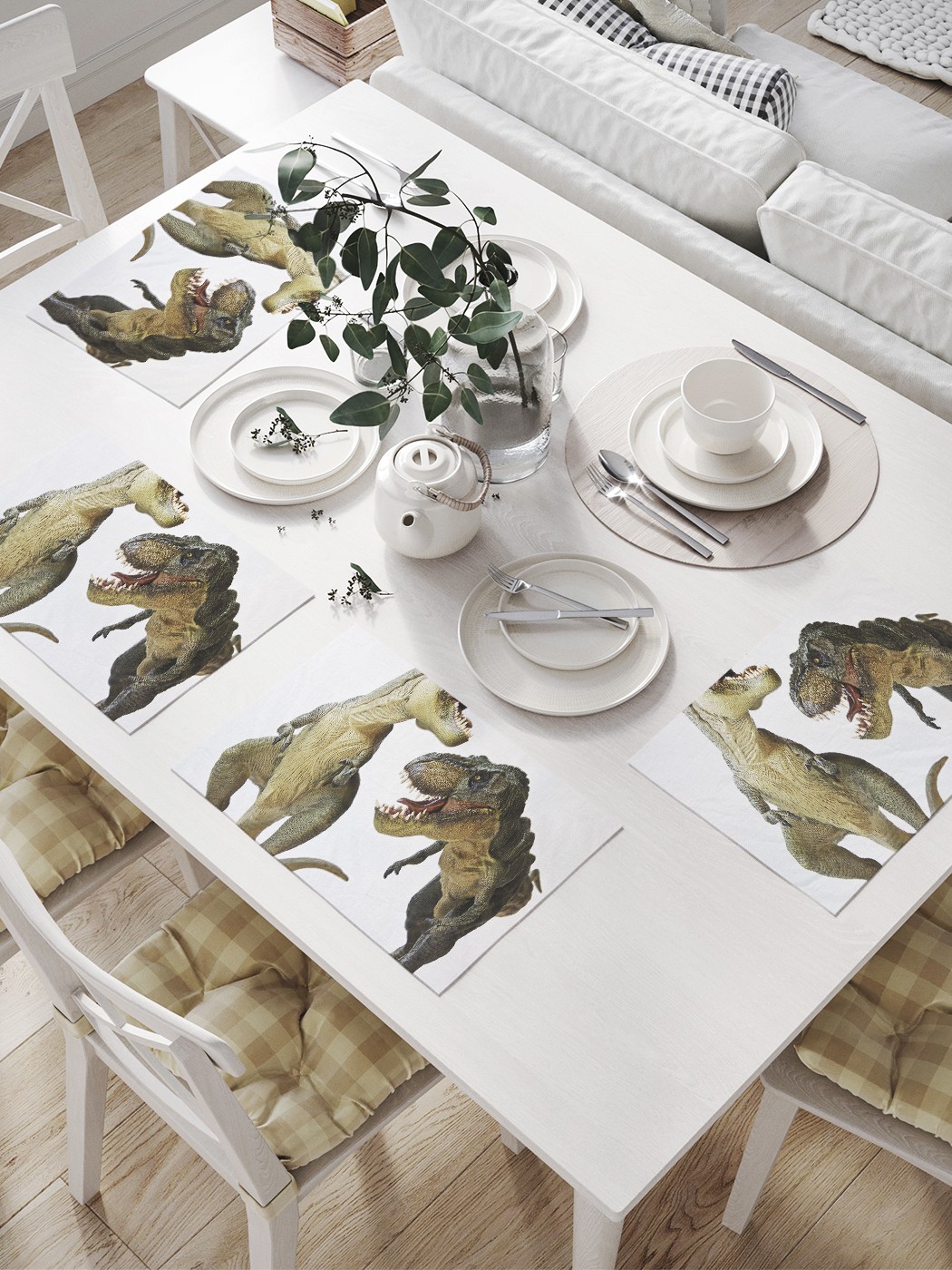 

Комплект салфеток JoyArty "Два тиранозавра" для сервировки стола (32х46 см, 4 шт.), Два тиранозавра