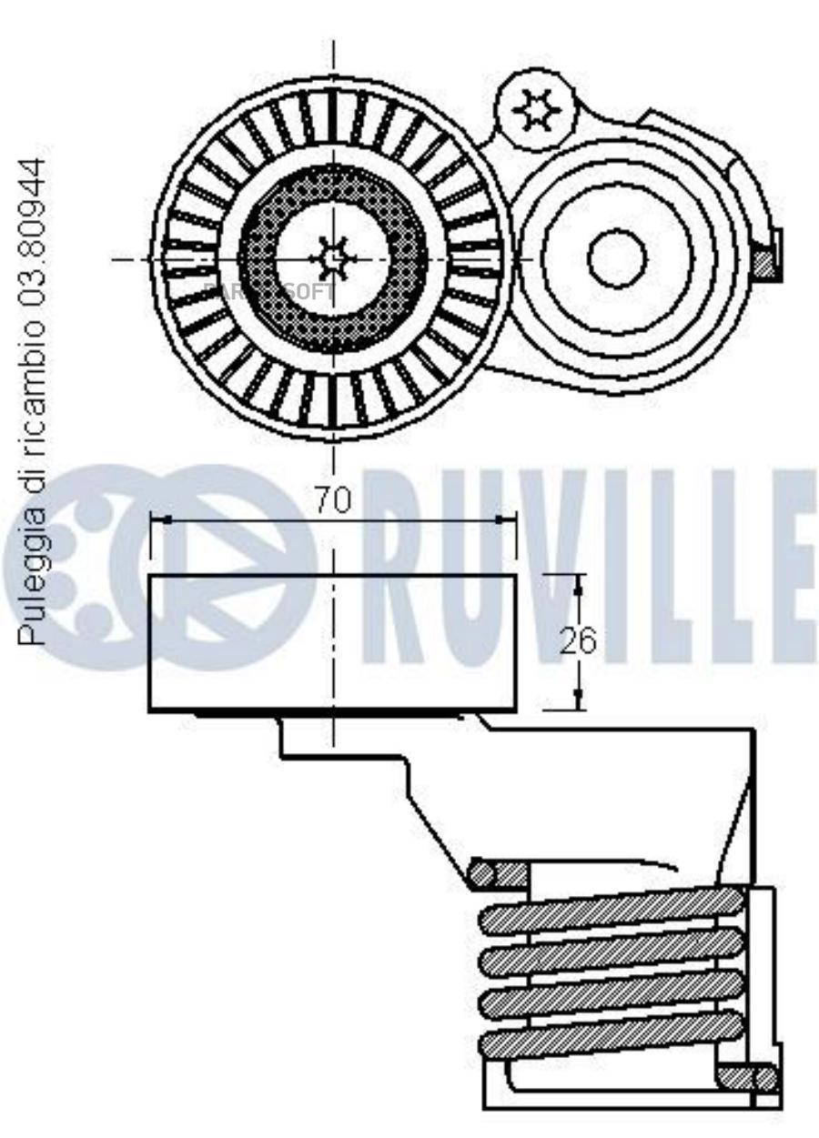

Натяжитель Руч.Ремня С Роликом Audi/Vw 1.2 2001 = 1Шт Ruville 542189