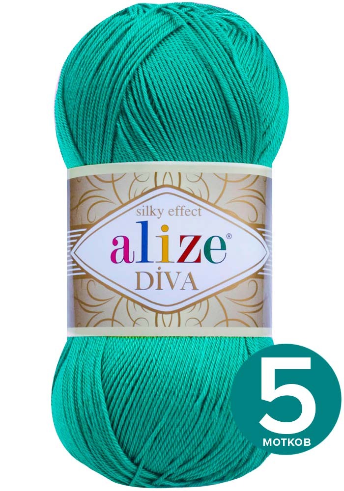

Пряжа Alize Diva (Ализе Дива) - зеленая бирюза (610), 100 г / 350 м (100% микрофибра акрил, Бирюзовый, Divа klubоk.shор